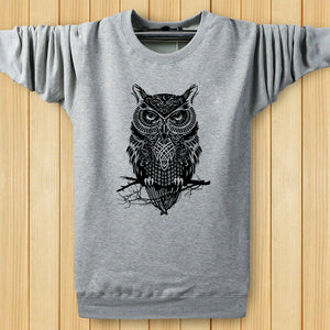 Men's Sweatshirts - Men's Sweatshirt Series Owl Black Icon Fleece Sweatshirt