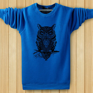 Men's Sweatshirts - Men's Sweatshirt Series Owl Black Icon Fleece Sweatshirt