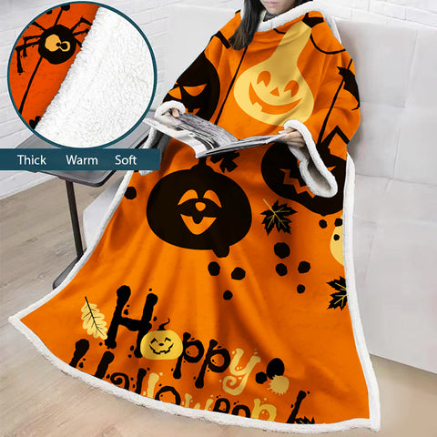 Image of 3D Digital Printed Blanket With Sleeves-Blanket Robe Halloween Party