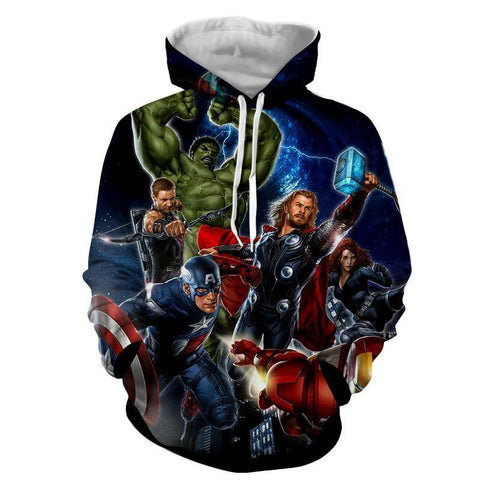 Image of The Avengers All Super Heros Marvel Hoodies - Pullover Black Pullover