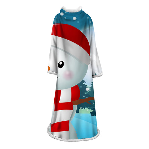 Image of 3D Digital Printed Blanket With Sleeves-Christmas Series Blanket Robe