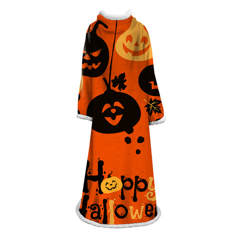 Image of 3D Digital Printed Blanket With Sleeves-Blanket Robe Halloween Party