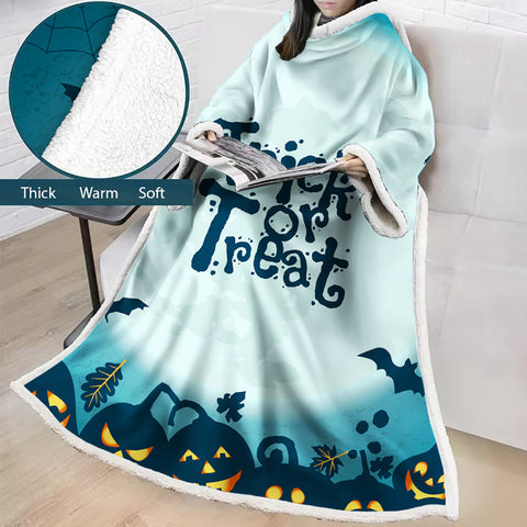 Image of 3D Digital Printed Blanket With Sleeves-Blanket Robe Halloween Party