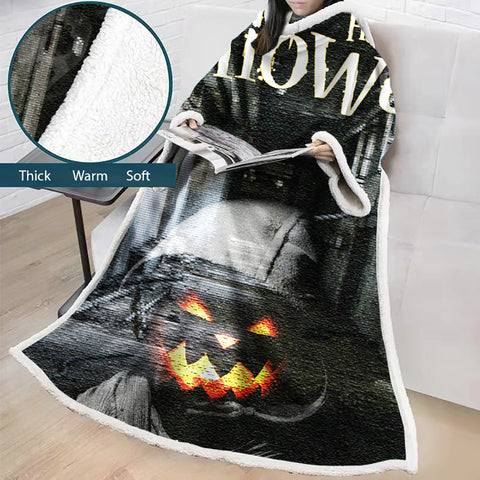 Image of 3D Digital Printed Blanket With Sleeves-Blanket Robe Halloween Party