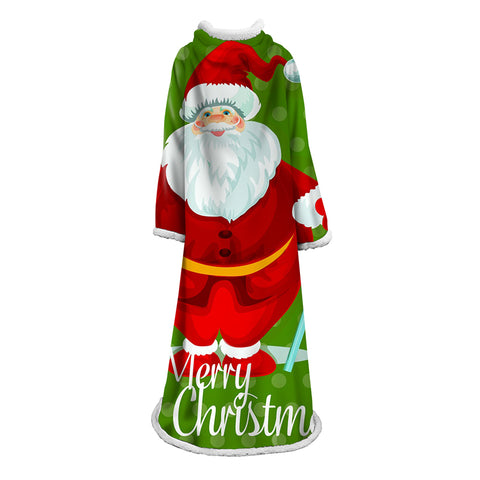 Image of 3D Digital Printed Blanket With Sleeves-Christmas Series Blanket Robe