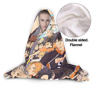 Anime Haikyuu Hinatashoyo Soft Flannel Hooded Blankets
