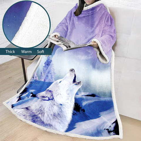 Image of 3D Digital Printed Blanket With Sleeves-Hip-Pop Blanket Robe