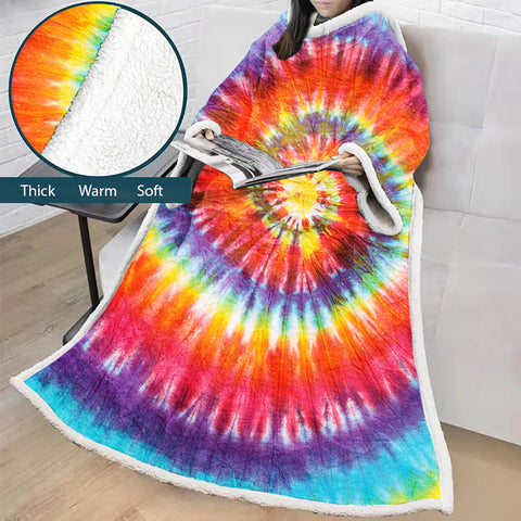 Image of 3D Digital Printed Blanket With Sleeves-Hip-Pop Blanket Robe