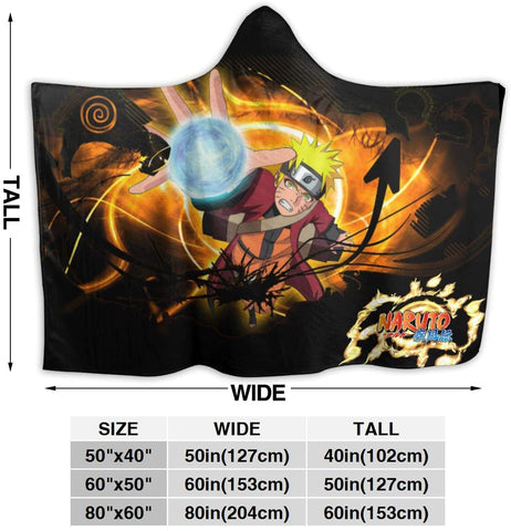 Image of Anime Naruto Hooded Blanket - Flannel Soft Warm Blanket