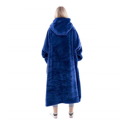 Image of His-and-Hers Sleeves-Cute Long Flannel Plush Wearable Hooded Blanket