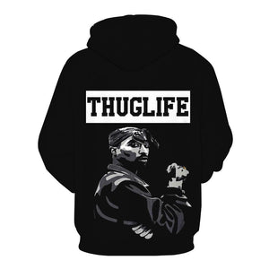 2Pac Tupac Thug Life Hoodies - Character Pullover Black Hoodie
