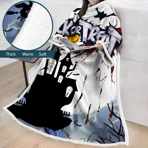 Image of 3D Digital Printed Blanket With Sleeves-Blanket Robe Halloween Party