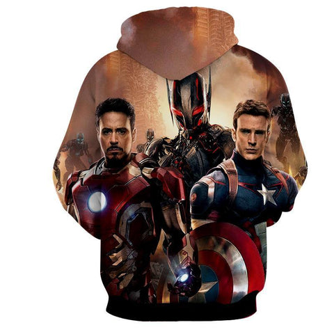 Image of The Avengers Captain America Iron Man Altron Hoodies - Pullover Black Hoodie