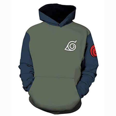 Image of Anime Naruto Hoodies Green 3D Print Pattern Pullover Hoodie