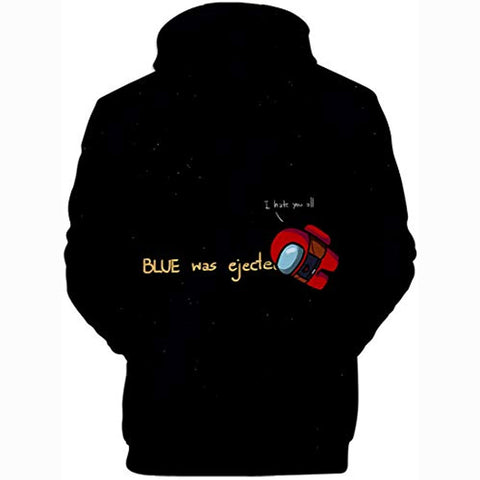 Image of Video Game Among Us Hoodie - 3D Print Black Funny Drawstring Pullover Sweater with Pocket