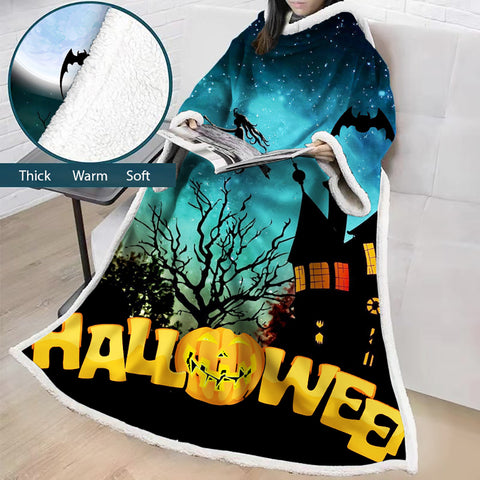 Image of 3D Digital Printed Blanket With Sleeves-Blanket Robe Halloween Party