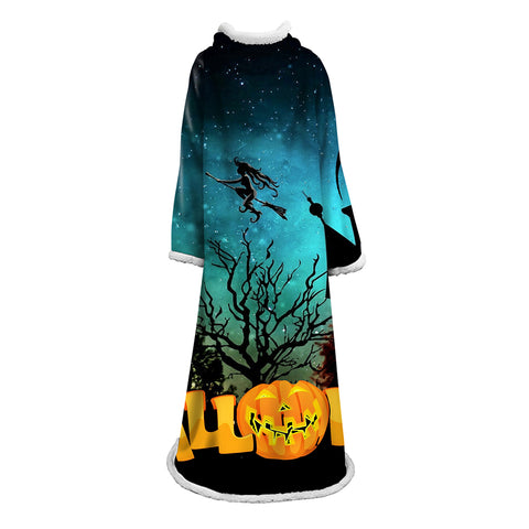Image of 3D Digital Printed Blanket With Sleeves-Blanket Robe Halloween Party