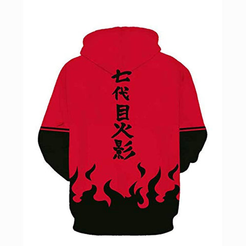 Image of Anime Naruto Hoodies Red 3D Print Pattern Pullover Hoodie