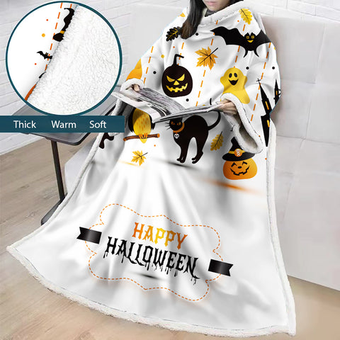 Image of 3D Digital Printed Blanket With Sleeves-Blanket Robe Halloween Party