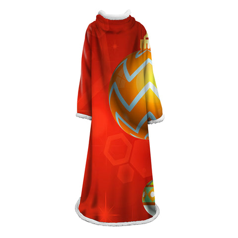 Image of 3D Digital Printed Blanket With Sleeves-Christmas Series Blanket Robe