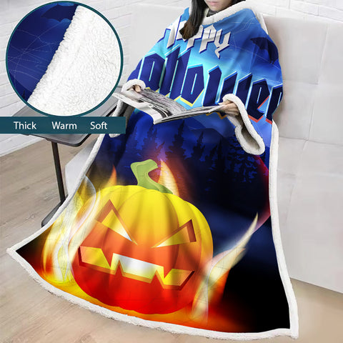 Image of 3D Digital Printed Blanket With Sleeves-Blanket Robe Halloween Party