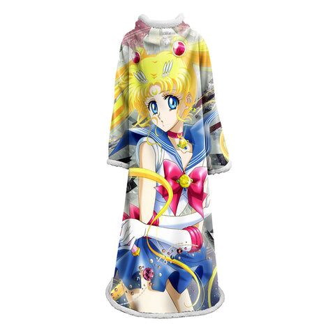 Image of Sailor Moon Blanket With Sleeves-3D Digital Printed Cartoon Blanket Robe