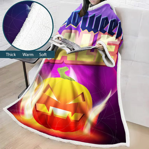 Image of 3D Digital Printed Blanket With Sleeves-Blanket Robe Halloween Party