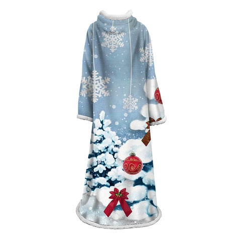 Image of 3D Digital Printed Blanket With Sleeves-Christmas Series Blanket Robe