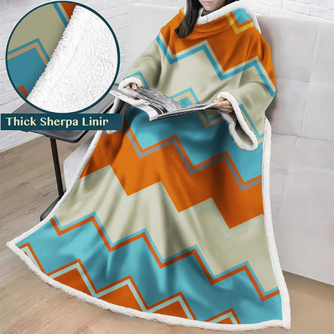 Image of 3D Digital Printed Blanket With Sleeves-Geometric Designs Blanket Robe