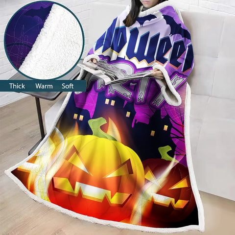 Image of 3D Digital Printed Blanket With Sleeves-Blanket Robe Halloween Party