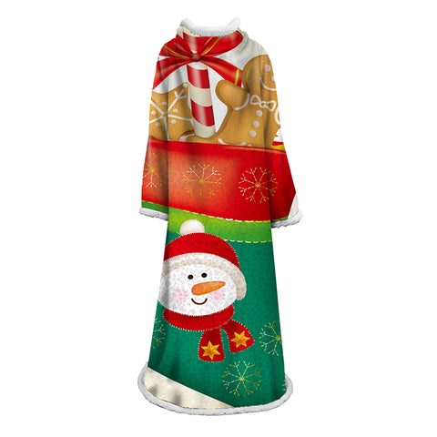 Image of 3D Digital Printed Blanket With Sleeves-Christmas Series Blanket Robe