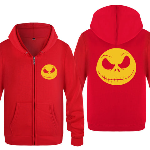 Image of Nightmare Before Christmas Jack Hoodies - Nightmare Before Christmas Hoodies - Cool Jack Yellow Skull Icon Christmas Zip Up Hoodie