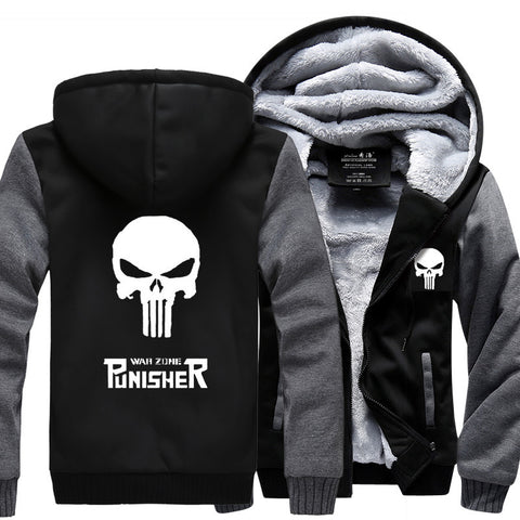 Image of Punisher Jackets - Solid Color Punisher Movie Series Punisher Logo Sign Super Cool Fleece Jacket