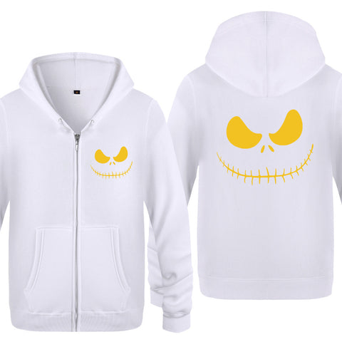 Image of Nightmare Before Christmas Jack Hoodies - Nightmare Before Christmas Hoodies - Cool Jack Yellow Eyes Christmas Zip Up Hoodie