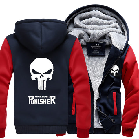 Image of Punisher Jackets - Solid Color Punisher Movie Series Punisher Logo Sign Super Cool Fleece Jacket