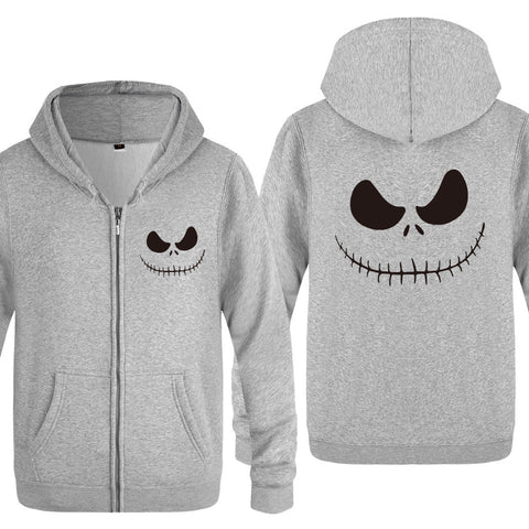 Image of Nightmare Before Christmas Jack Hoodies - Nightmare Before Christmas Hoodies - Cool Jack Black Eyes Christmas Zip Up Hoodie