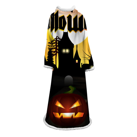 Image of 3D Digital Printed Blanket With Sleeves-Blanket Robe Halloween Party