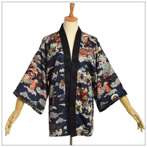 Image of Japanese Kimono Jacket Yukata Unisex Cardgain Short Outwear Coat