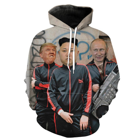 Image of Funny Hoodies - Donald Trump, Kim Jung Un and Putin Printed Pullover Hoodie