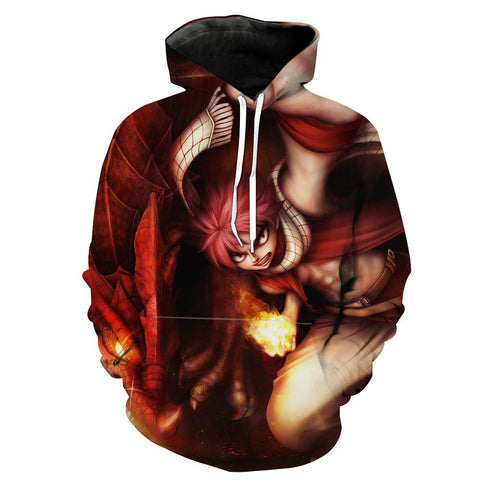 Image of Fire Natsu Super Cool Hoodie - Fairy Tail Anime Clothing
