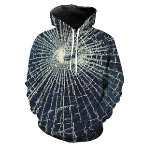 Epic Broken Glass Hoodies - Epic Printed  Pullover Hoodie