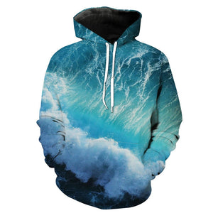 Epic Ocean Storm Hoodies - Blue Ocean Wave Pullover Hoodie