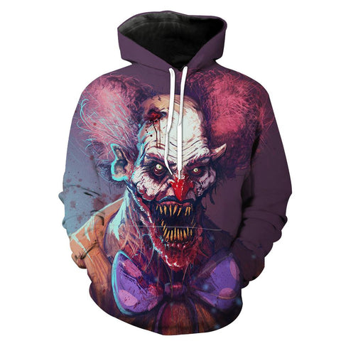 Image of Funny Creepy Clown Hoodies - Scary Pullover Hoodie