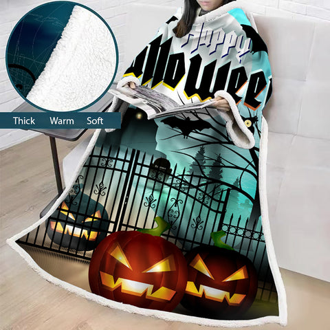 Image of 3D Digital Printed Blanket With Sleeves-Blanket Robe Halloween Party