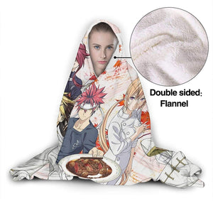 Anime Food Wars Shokugeki No Soma Flannel Hooded Blanket Cloak