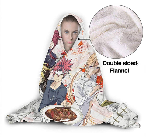 Image of Anime Food Wars Shokugeki No Soma Flannel Hooded Blanket Cloak