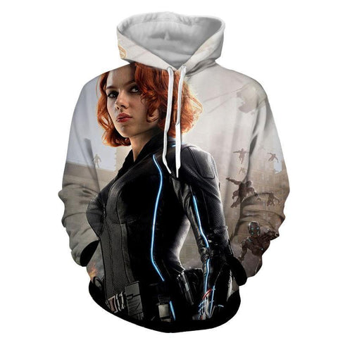Image of The Avengers Widow Hoodies - Pullover White Hoodie