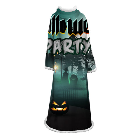 Image of 3D Digital Printed Blanket With Sleeves-Blanket Robe Halloween Party