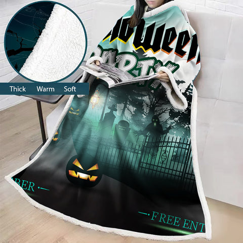 Image of 3D Digital Printed Blanket With Sleeves-Blanket Robe Halloween Party