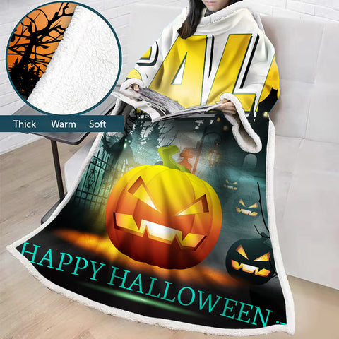 Image of 3D Digital Printed Blanket With Sleeves-Blanket Robe Halloween Party